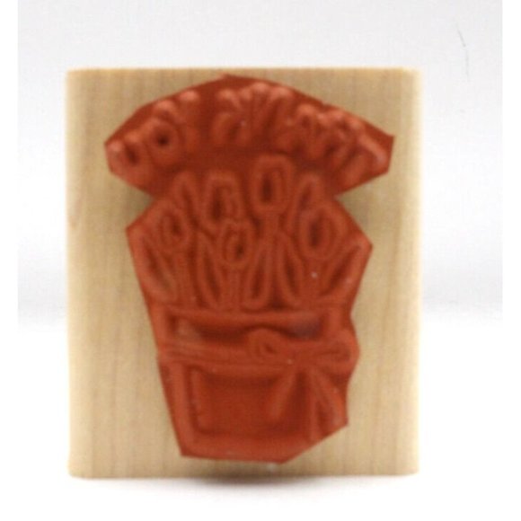 Stamp Wooden Thank You Pot of Tulips Stampin' Up! ©1996 2 1/4" x 2" - Picture 4 of 4